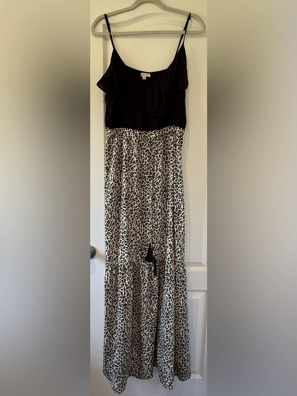Main Strip Leopard Print Jumpsuit - Black & Cream